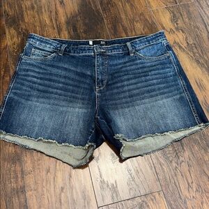 Kut from the Kloth Women's Gidget Fray Blue Distressed Denim Shorts 18W